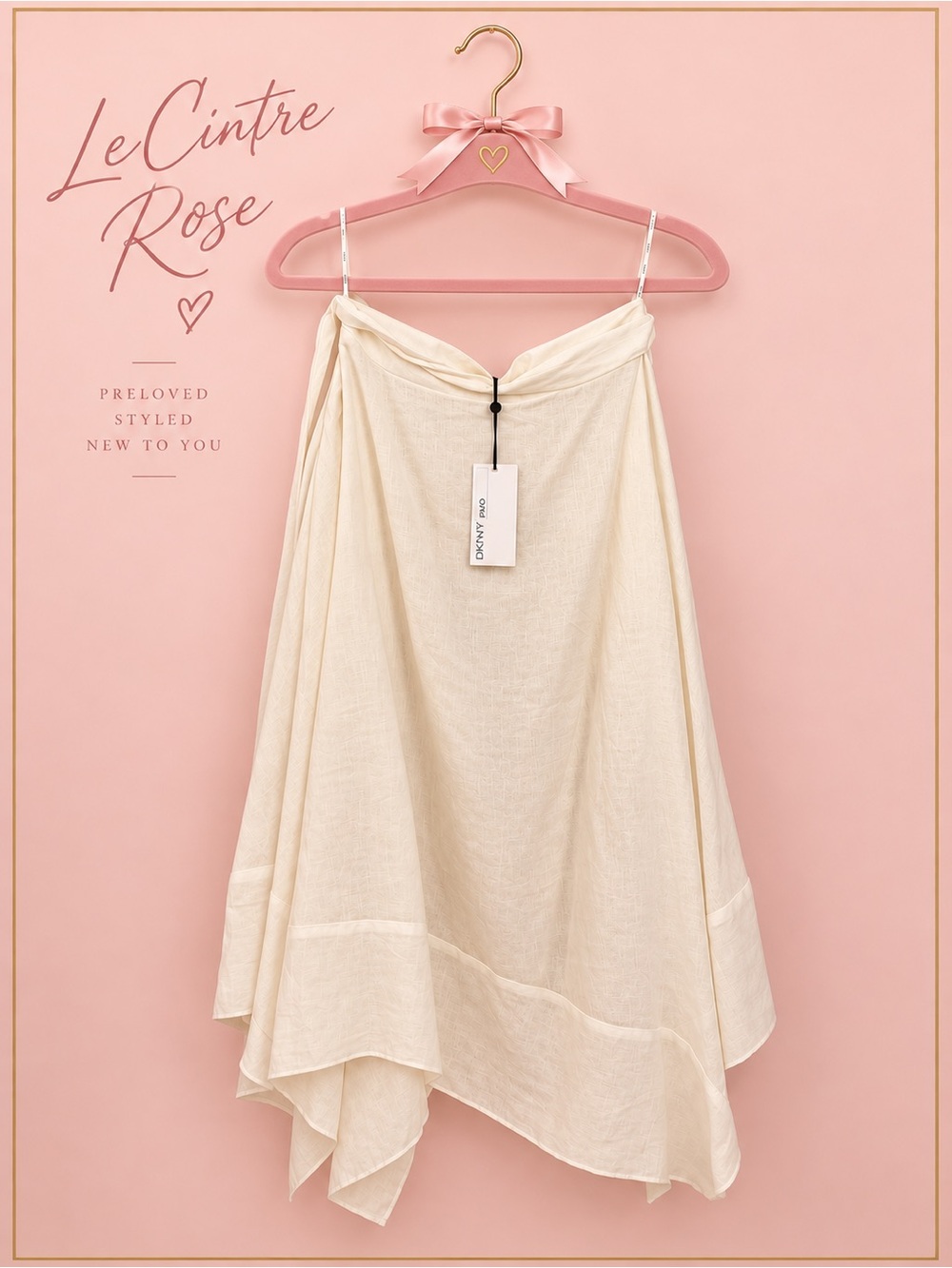 DKNY Cream Asymmetrical Flow Linen Skirt